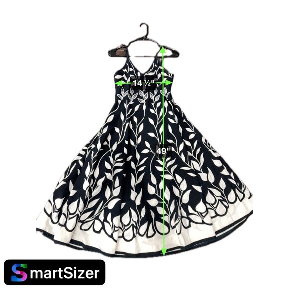 Magic Womens Black and White Botanical Pattern Spaghetti Strap Dress SZ Small - Picture 10 of 10